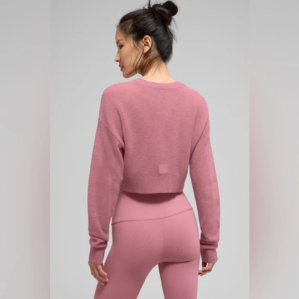 ALO YOGA | ✨NEW✨ Sheer Cashmere Cropped Cardigan in Pink Wild Rose